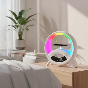 Lampara Inteligente Parlante Cargador Inalámbrico Luces RGB