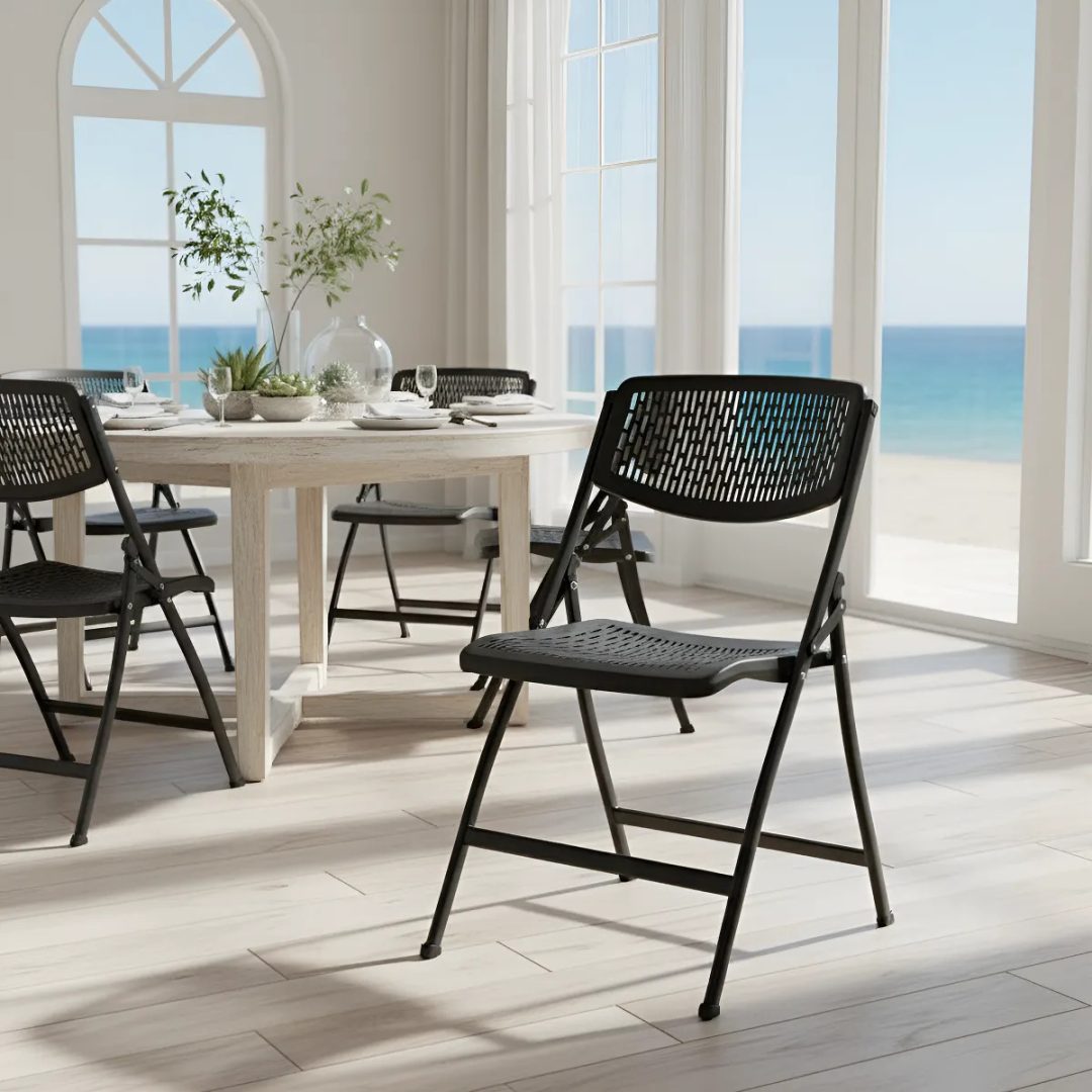 Silla Plegable De Plástico Resistente Y Estructura Hierro - Imagen 3
