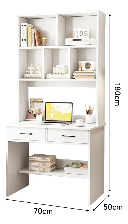 Escritorio Moderno Con Estante Biblioteca Minimalista 70cm - Imagen 8