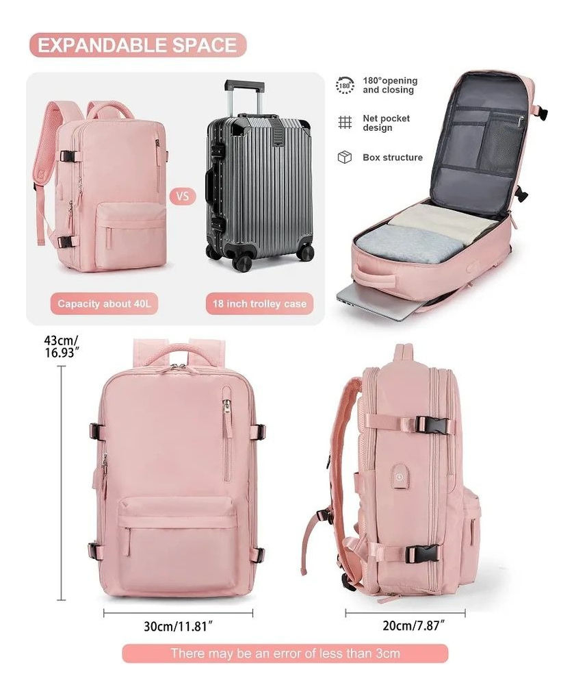 Mochila Impermeable Plegable Portátil Con Cargador USB - Imagen 8