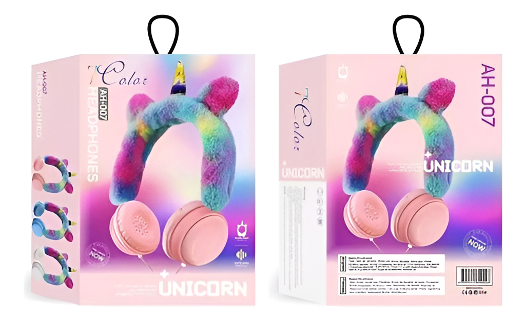 Auriculares Vincha Unicornio De Peluche Cableada Ah-007 Us* - Imagen 2