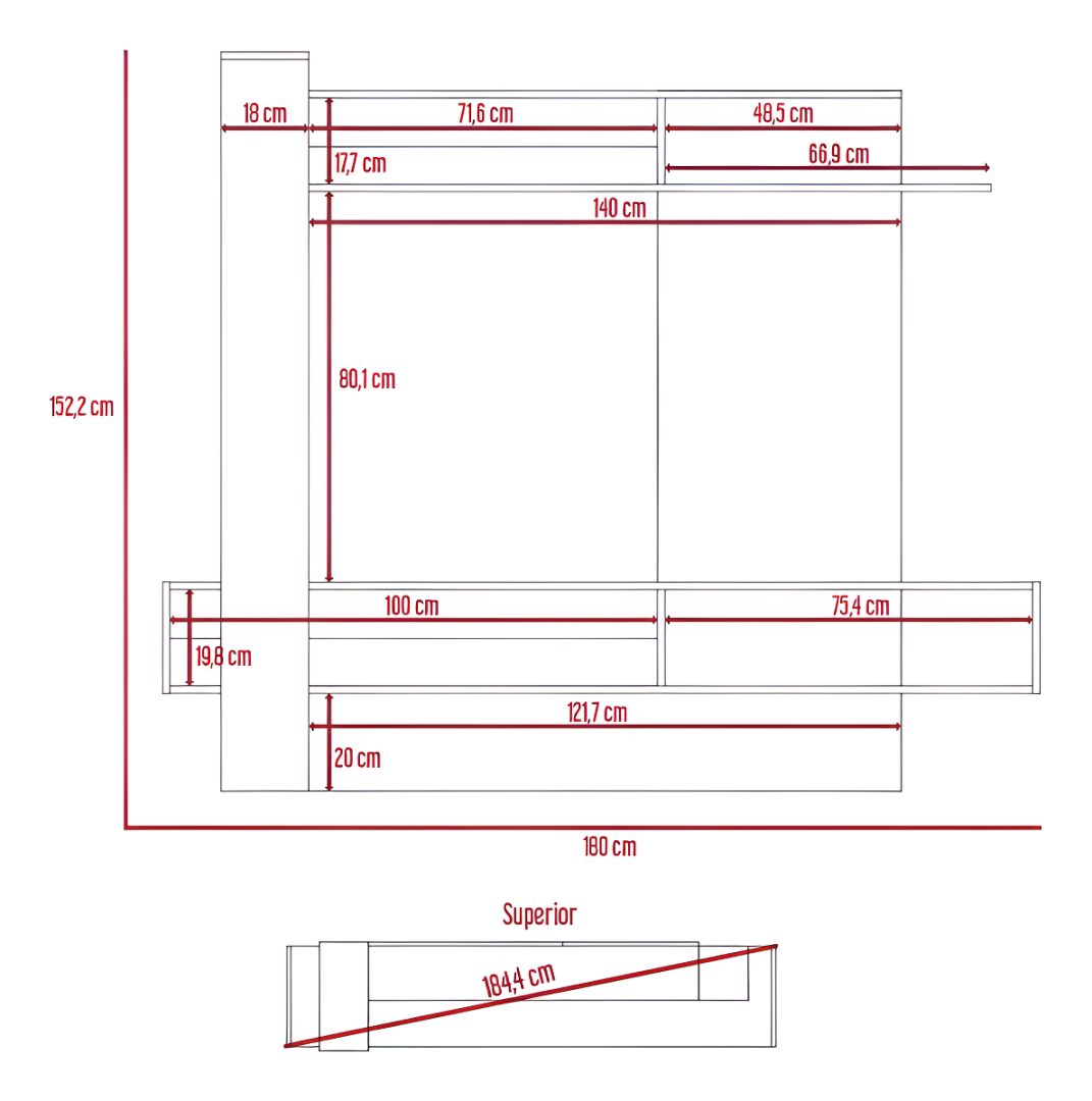 Modular Rack Tv Smartfit Premium Mdf 7 Estantes 180x152 cm - Imagen 10