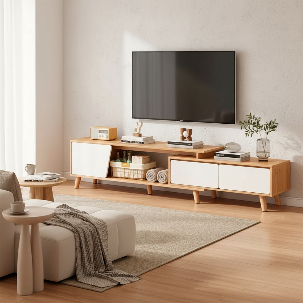 Rack TV MDF Laminado Expandible 140-240x30 cm