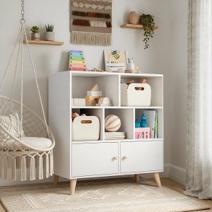 Organizador Cubo Moderno Mdf 3 Niveles 2 Puertas 80x107cm