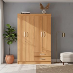 Armario Ropero Cómoda 4 Puertas 2 Cajones Con 2 Estantes