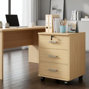 Cajonera Archivador 3cajones Mdf Con 4 Ruedas Y Cerradura