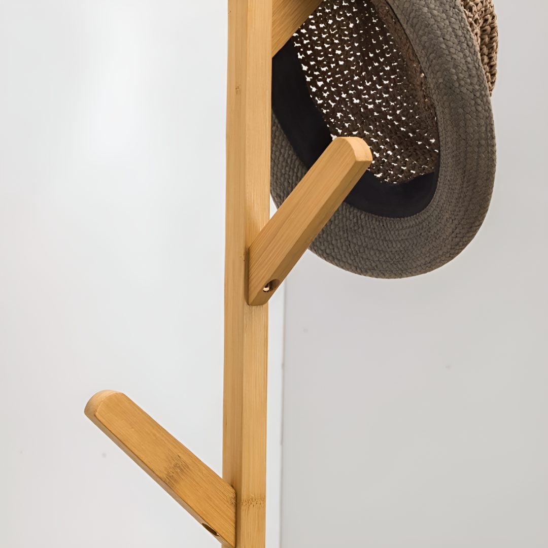 Perchero Bambú 5 Ganchos Y 3 Estantes 180x36 CM - Imagen 6