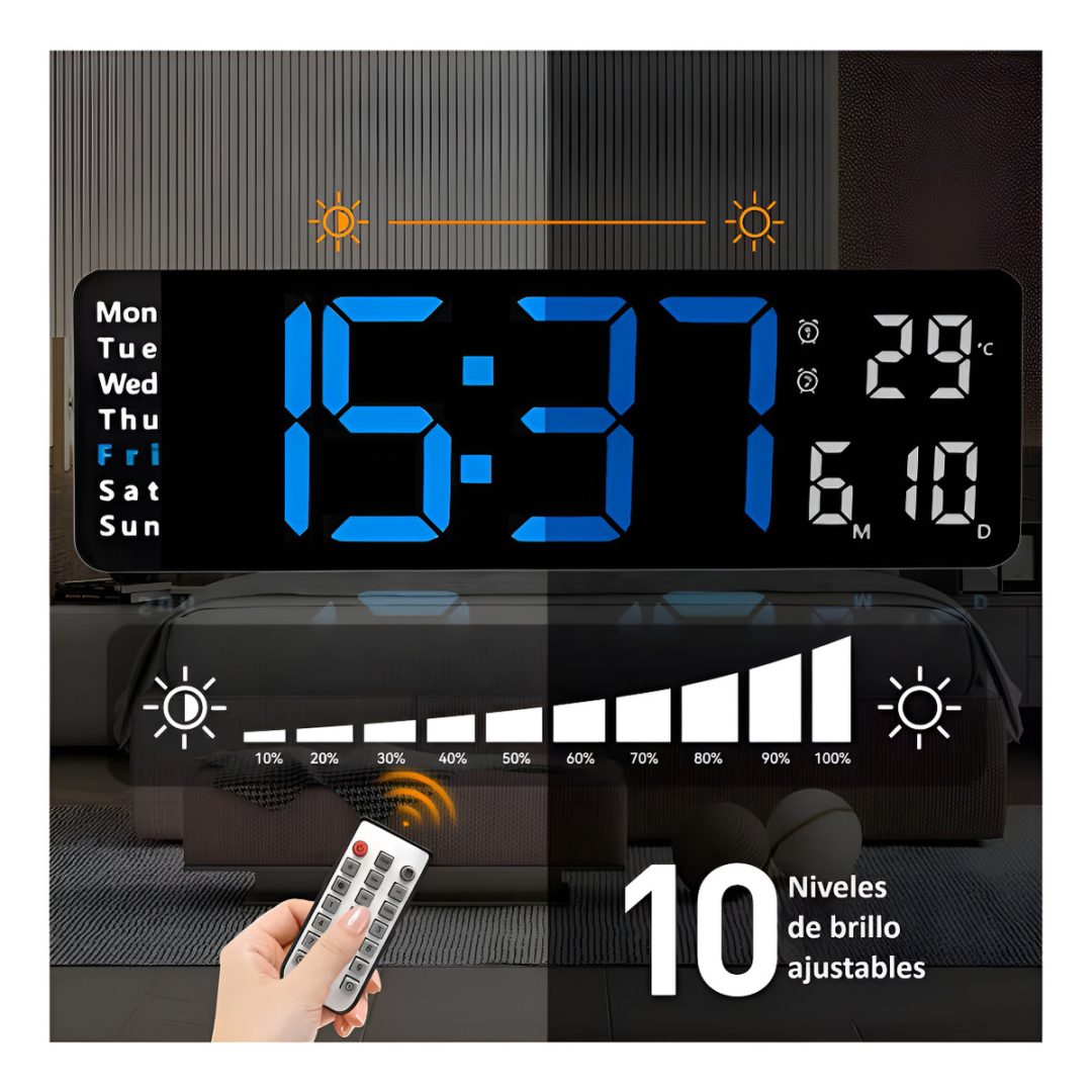 Reloj Digital Con Calendario Y Alarma Para Pared O Mesada - Imagen 7