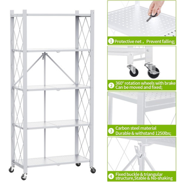 Estantería Organizador Rack Plegable Metálica 5 Estantes - Imagen 6