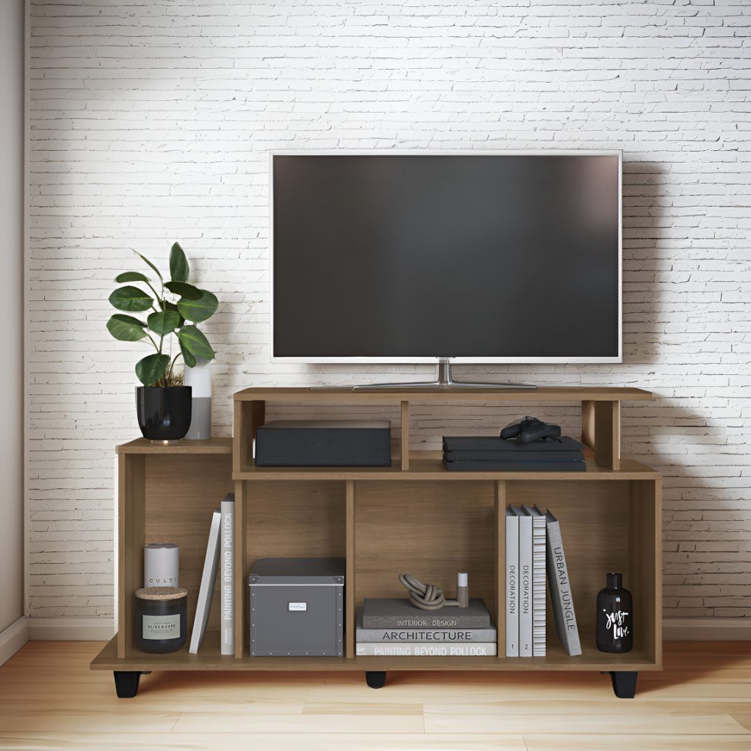 Rack Tv Mueble Recibidor Dormitorio Mdf Color Miel 65x120 Cm - Imagen 6