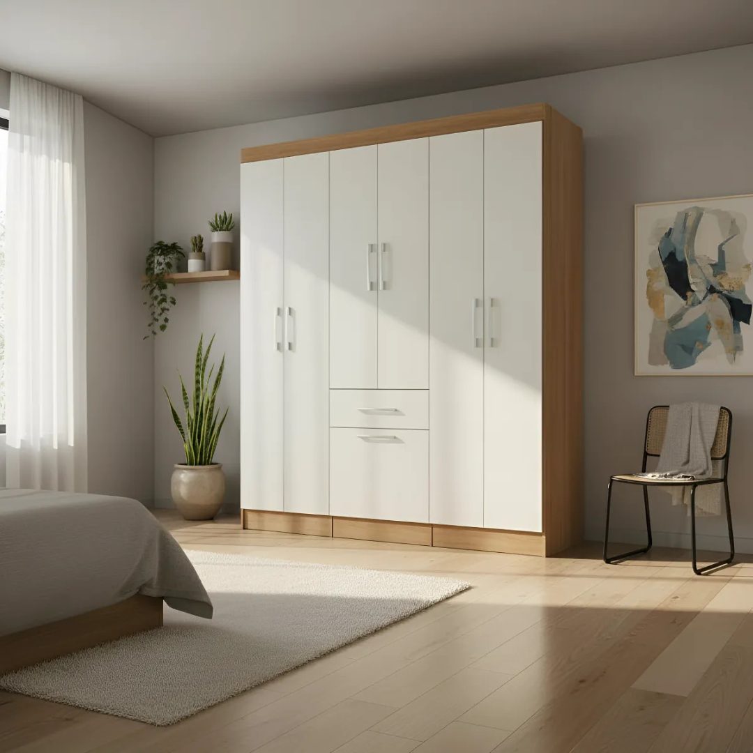 Ropero Armario Multiuso Para Dormitorio Con 6 Puertas Y 1 Cajón - Imagen 2