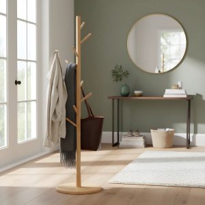 Perchero Madera De Pie Minimalista 165x35 cm