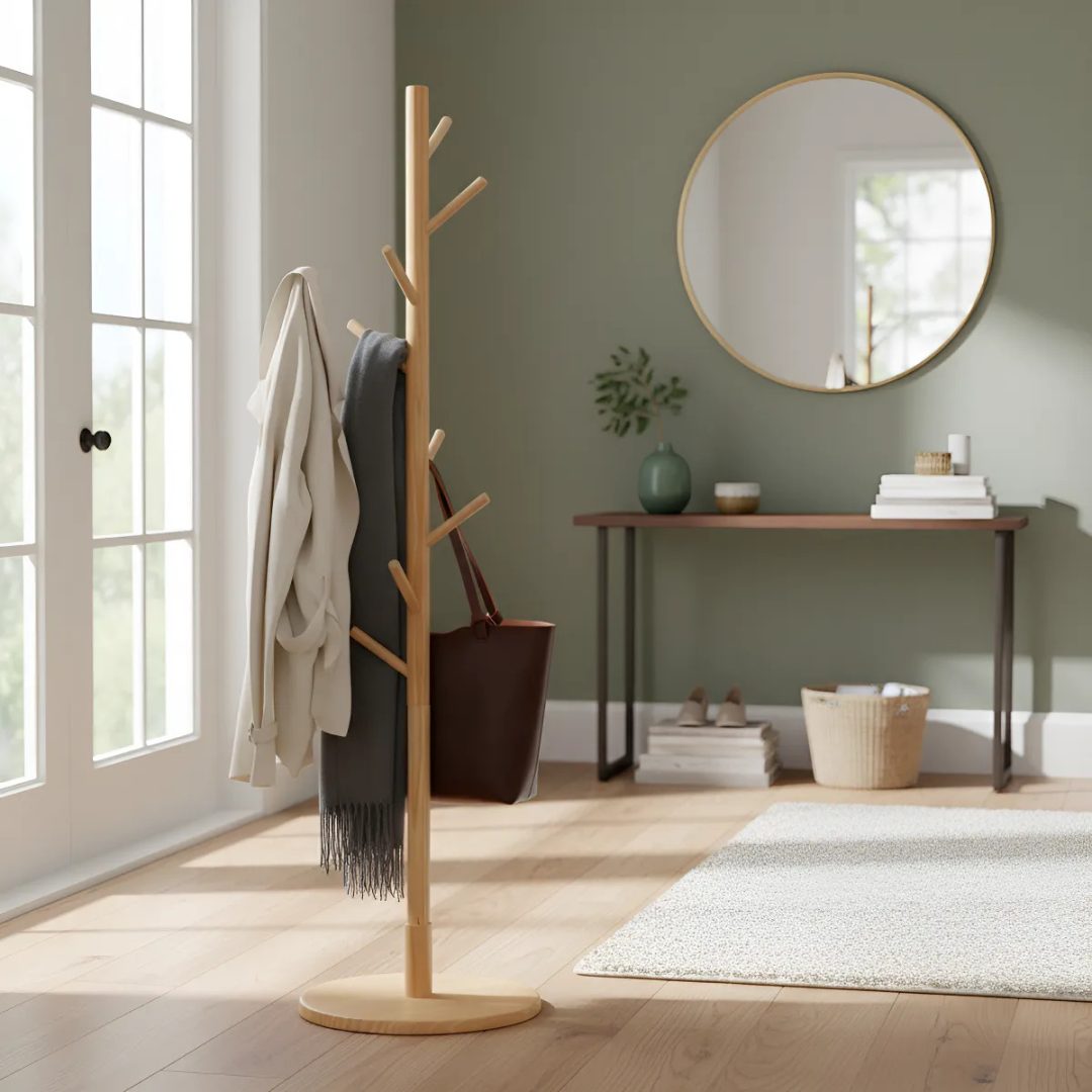 Perchero Madera De Pie Minimalista 165x35 cm