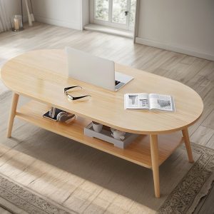 Mesa Ratona Auxiliar 2 Niveles 4 Patas 100x60cm -Natural