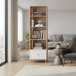 Estantería Biblioteca Bambú Moderna 1cajón 4 Estantes 180 cm