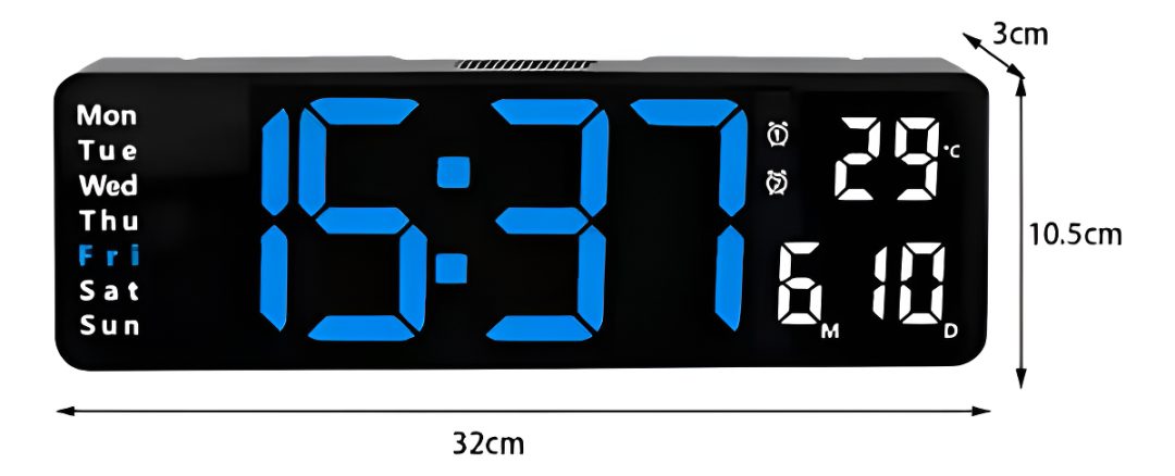 Reloj Digital Con Calendario Y Alarma Para Pared O Mesada - Imagen 5