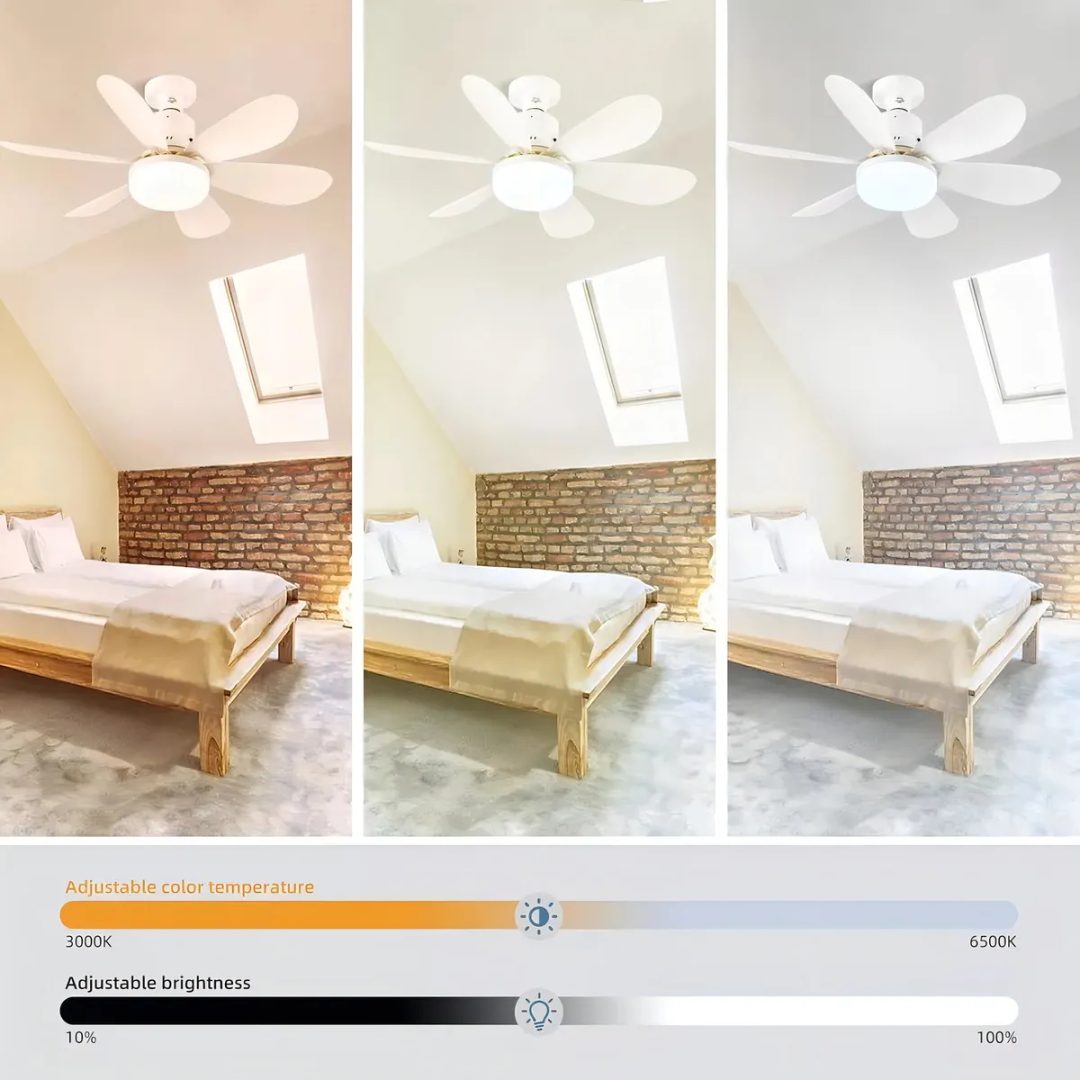 Ventilador De Techo Lámpara Led 6 Aspas Luz Regulable 30W - Imagen 7
