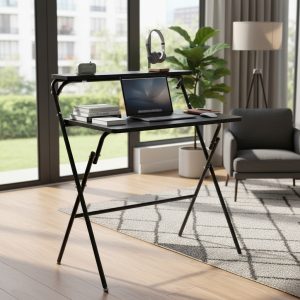 Escritorio Plegable Portatil Resistente De Mdf Y Metal 80 cm