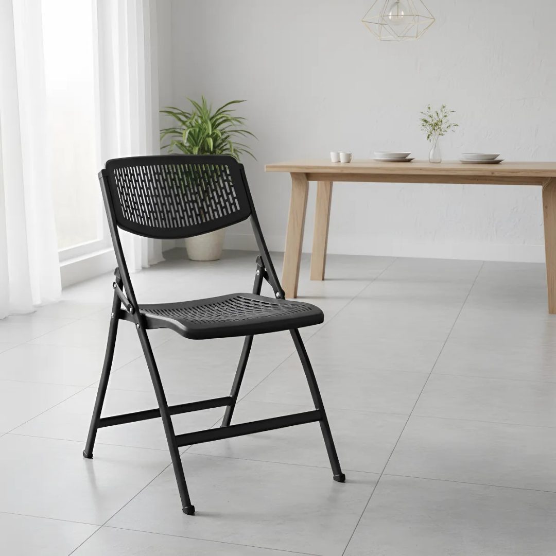 Silla Plegable De Plástico Resistente Y Estructura Hierro