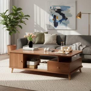 Mesa Ratona Madera Mdf 2 Cajones 120x60x42 cm