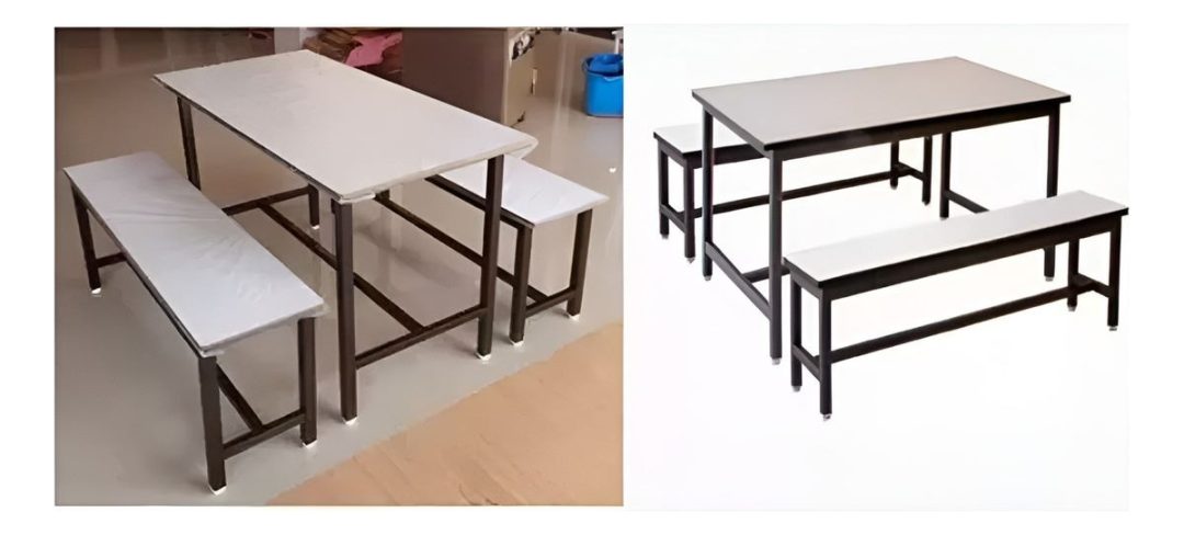 Juego Mesa De Comedor Hierro Madera Con 2 Bancos 120x30 cm - Imagen 3