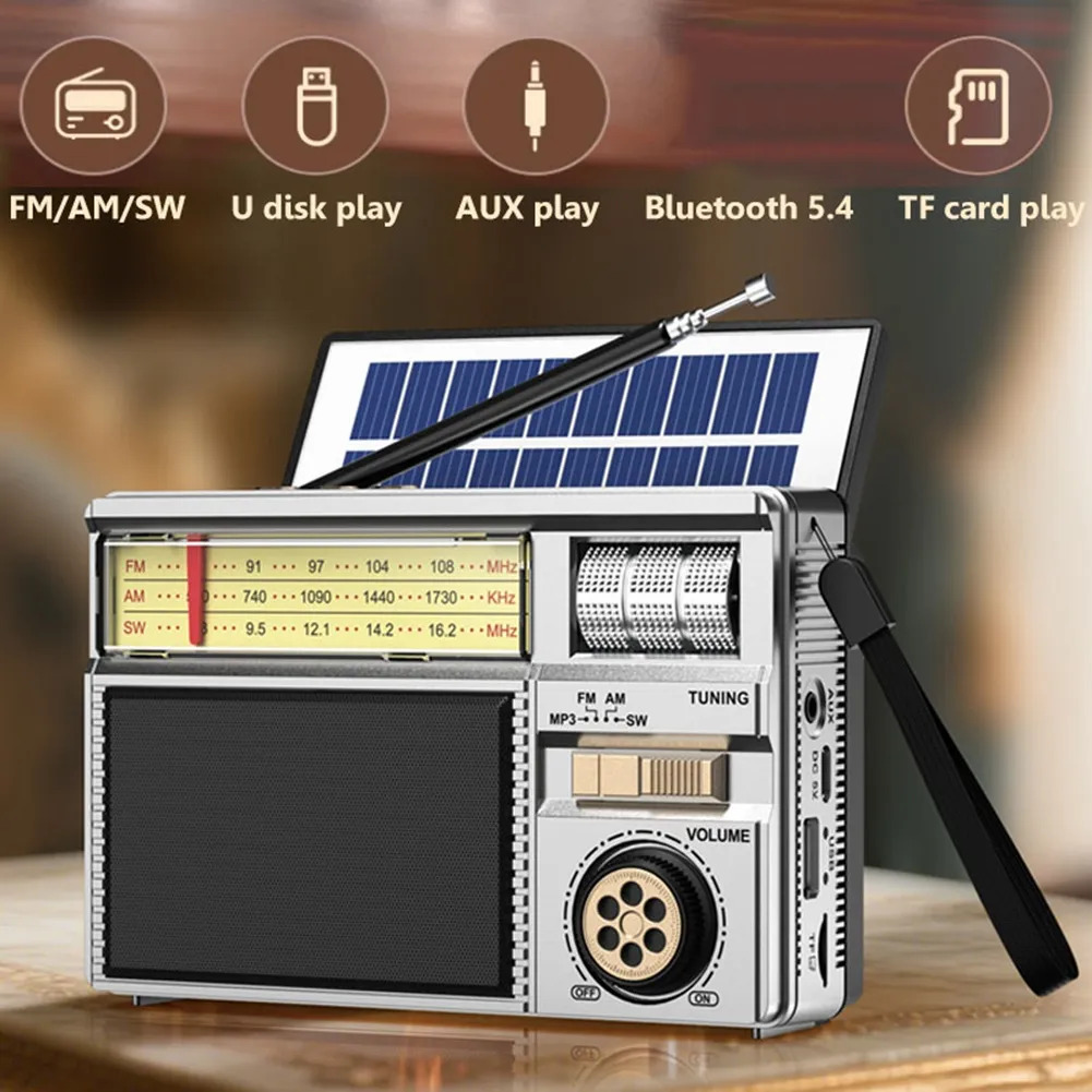 Radio Retro Portátil Recargable FM/AM/SW USB Bluetooth - Imagen 3