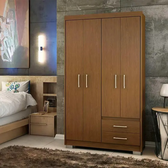 Armario Ropero Cómoda 4 Puertas 2 Cajones Con 2 Estantes - Imagen 5