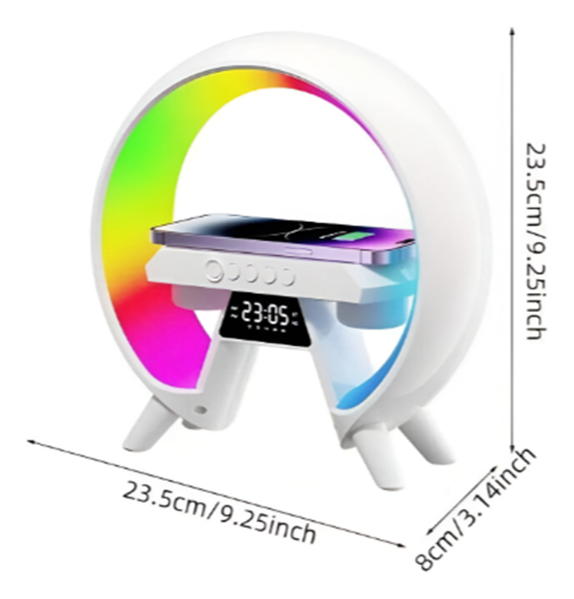 Parlante Y Cargador Con Luces Led Rgb Y Reloj Lampara - Imagen 4
