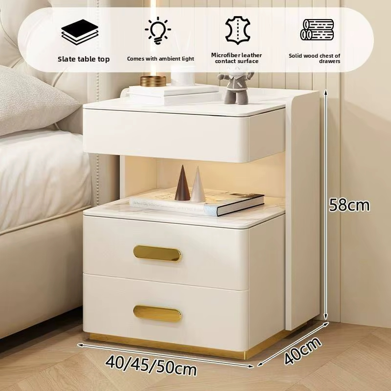Mesita De Luz Con Carga Inalámbrica Luz Led Bluetooth Altavoz - Imagen 4