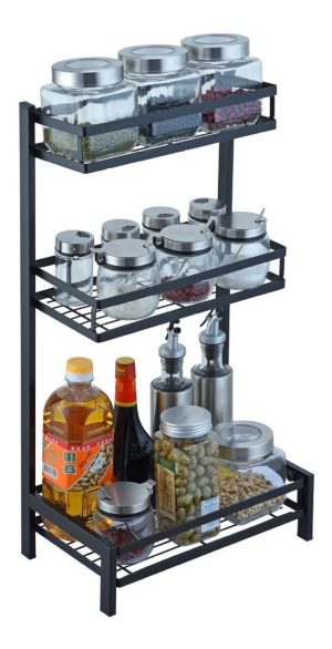 Organizador De Cocina Multiuso Metal 3 Estantes LG,negro *