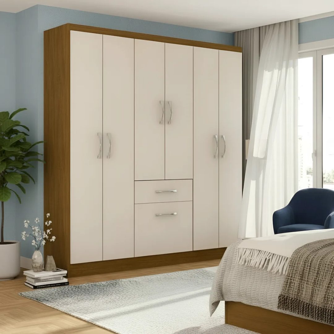 Ropero Armario Multiuso Para Dormitorio Con 6 Puertas Y 1 Cajón