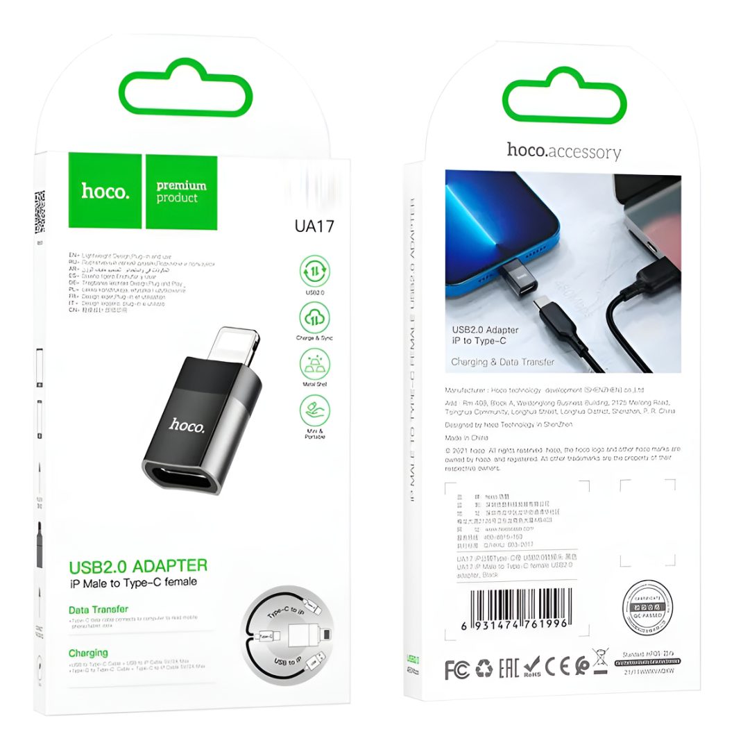 Adaptador Transferencia De Datos Hoco USB-C A Lightning Male - Imagen 8