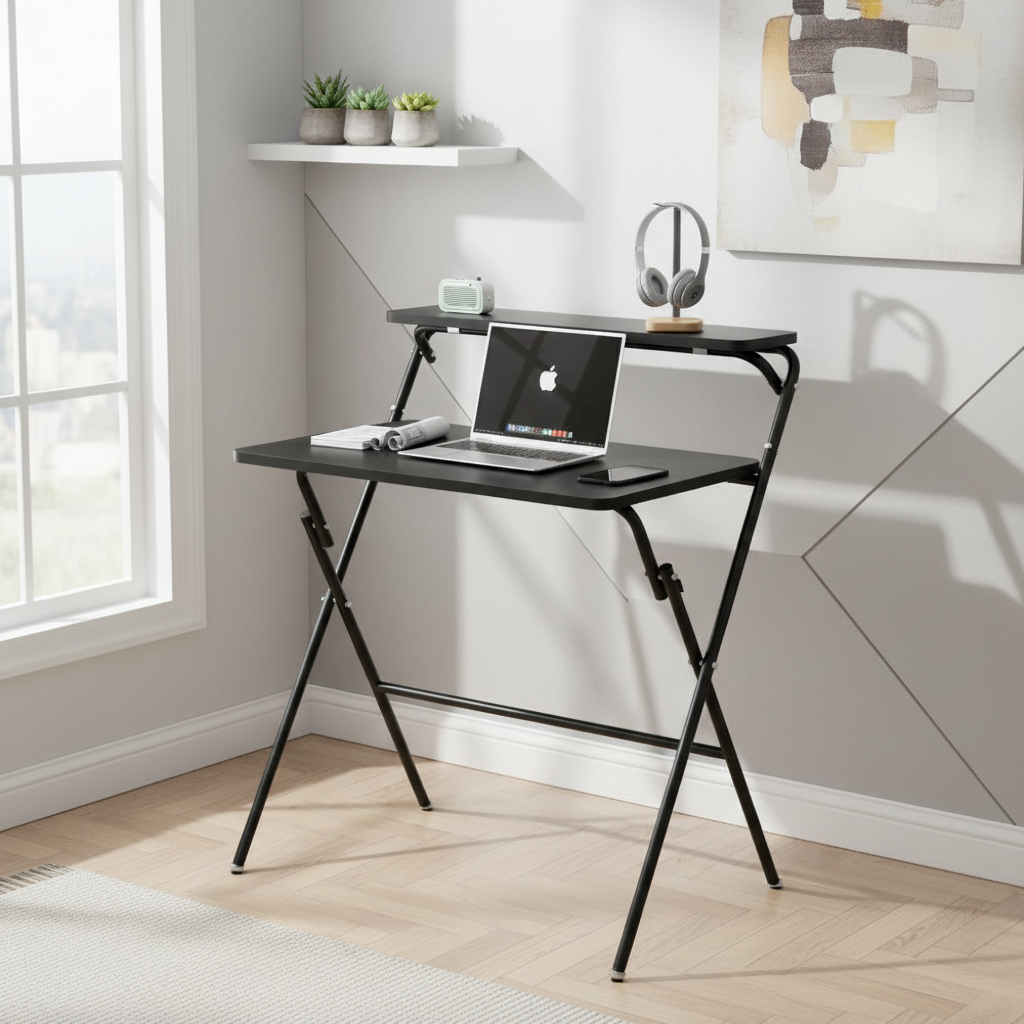 Escritorio Plegable Portatil Resistente De Mdf Y Metal 80 cm - Imagen 2