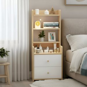 Mesa De Luz 3 Estantes De Madera Minimalista Mdf 100x40 cm