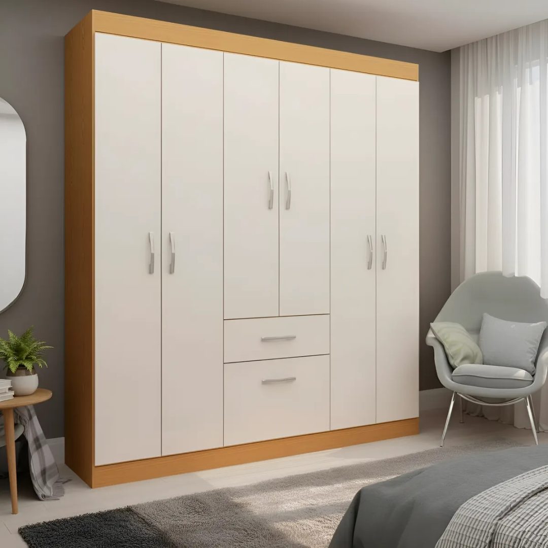 Ropero Armario Multiuso Para Dormitorio Con 6 Puertas Y 1 Cajón - Imagen 3