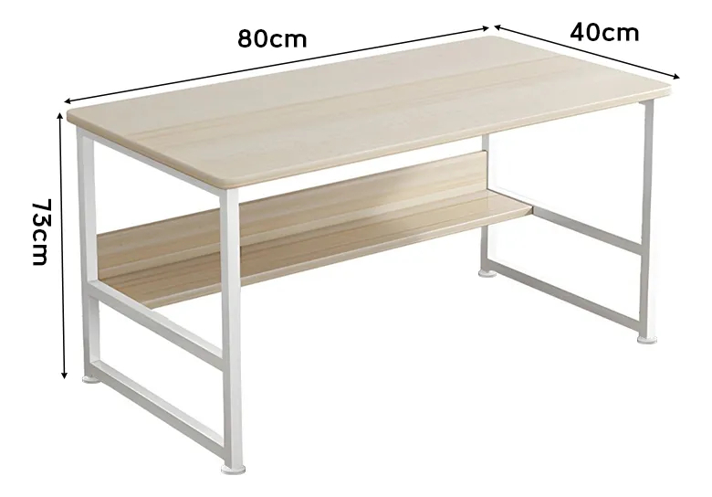 Escritorio Rectangular Compacto De Hierro - Madera Y Estante - Imagen 8