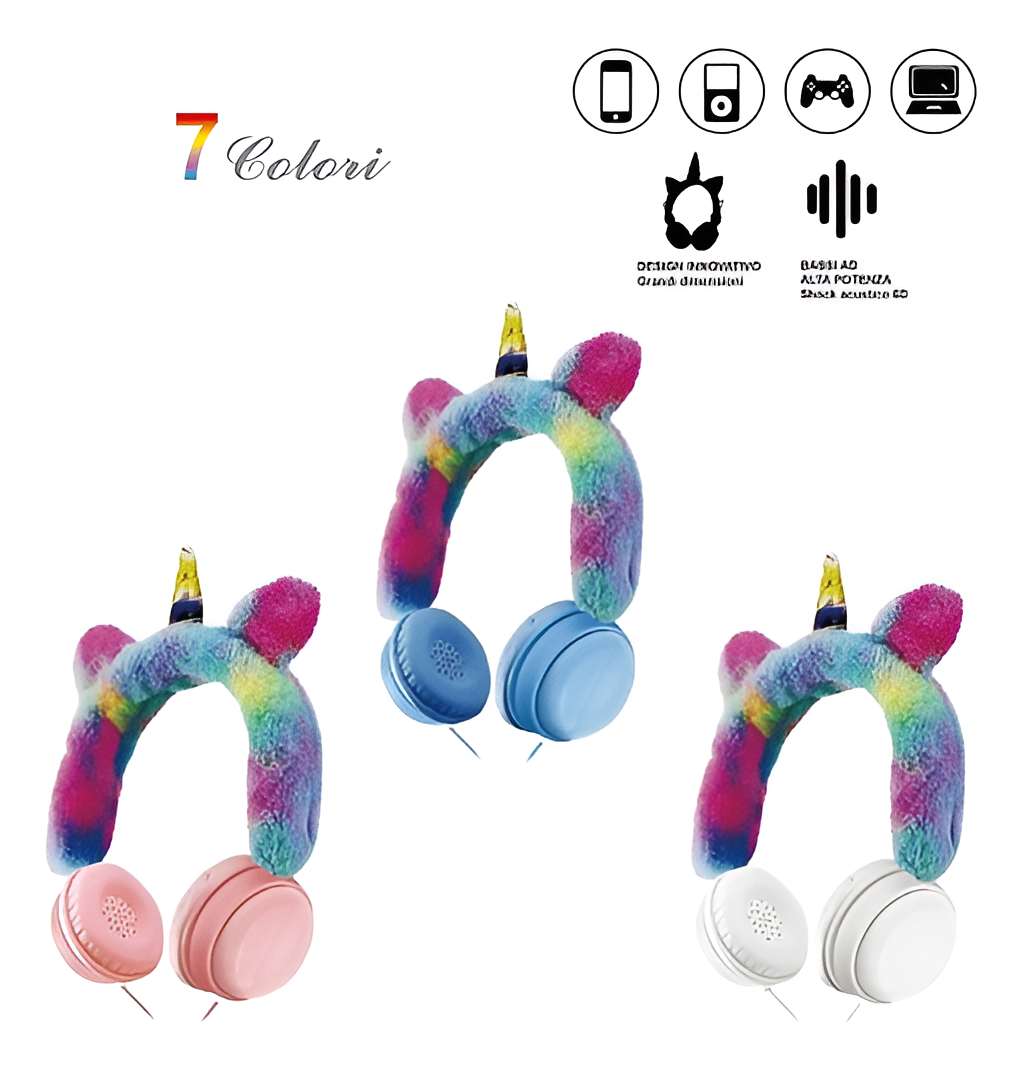 Auriculares Vincha Unicornio De Peluche Cableada Ah-007 Us* - Imagen 6