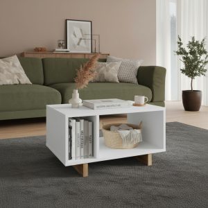 Mesa Ratona Minimalista Auxiliar Moderna 60x45x32cm- Blanco