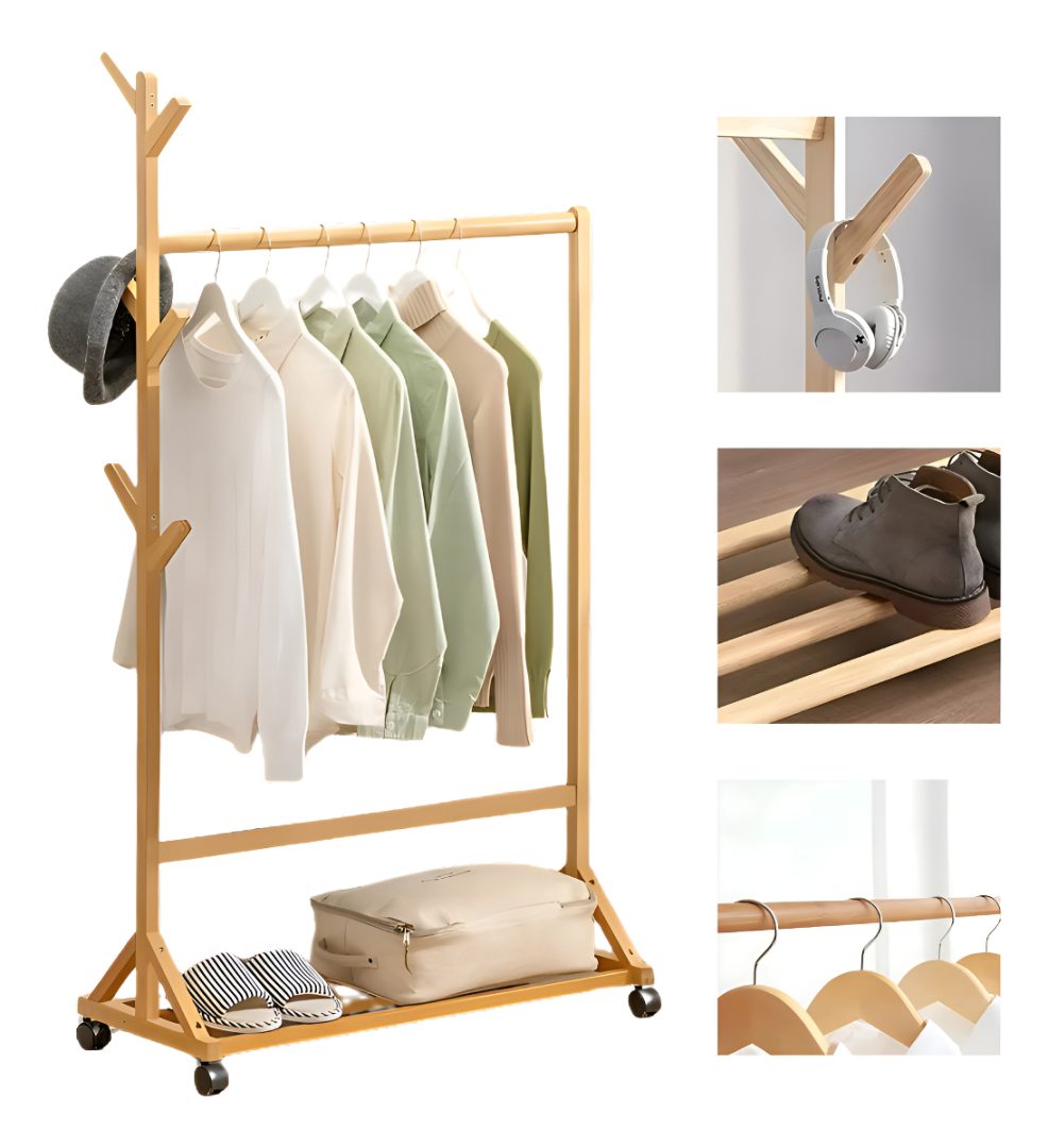 Perchero Organizador De Ropa Con Ruedas 128x35x155 cm - Imagen 2