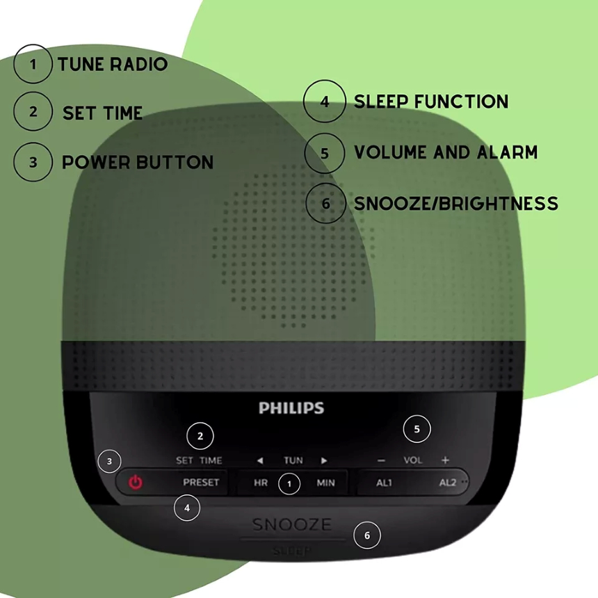 Radio Despertador Philips FM Pantalla Led Digital 2 Alarmas - Imagen 7