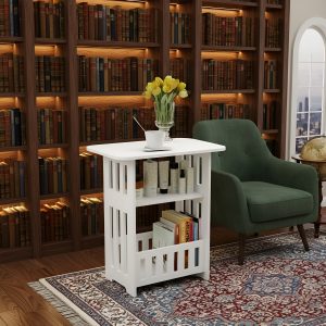 Mesa Auxiliar Organizadora De Café Revistero Diseño Retro