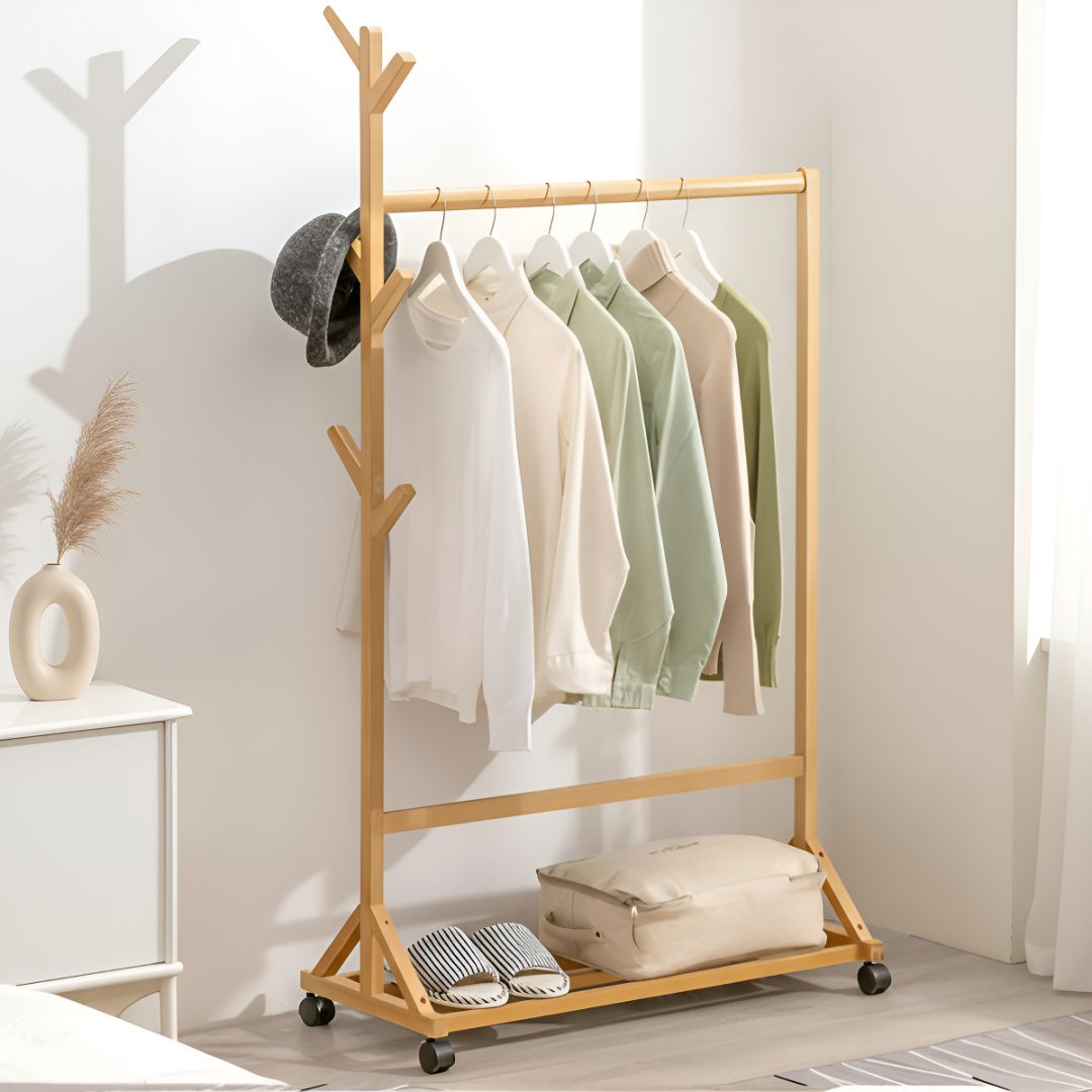 Perchero Organizador De Ropa Con Ruedas 128x35x155 cm