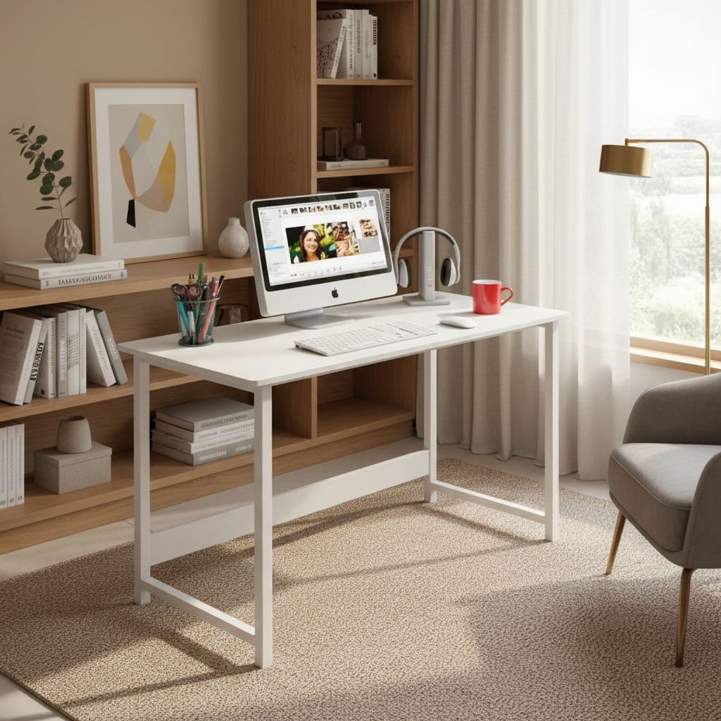 Escritorio Moderno De Metal Y Madera Mdf Para PC Oficina - Imagen 9