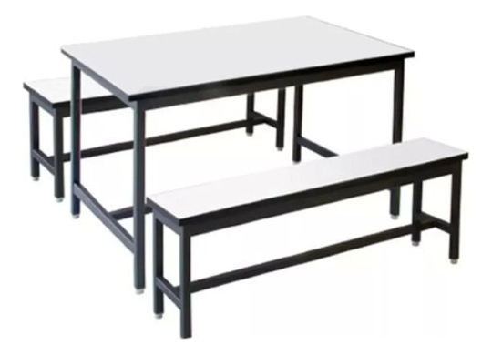 Juego Mesa De Comedor Hierro Madera Con 2 Bancos 120x30 cm - Imagen 5