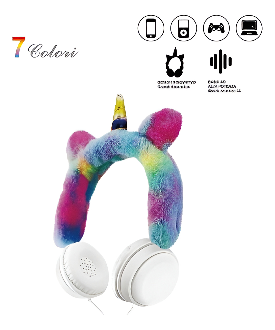 Auriculares Vincha Unicornio De Peluche Cableada Ah-007 Us* - Imagen 5