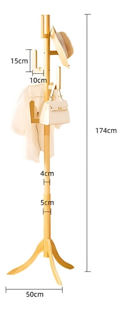 Perchero Madera Bambú De Pie Con 3 Apoyos 175x50cm - Imagen 3