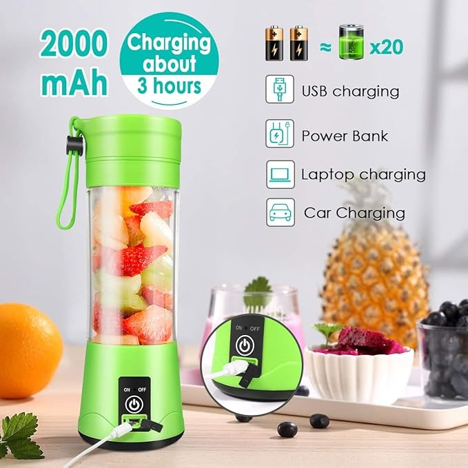 Licuadora Portátil Recargable 4 Cuchillas USB Vaso De 380 ml - Imagen 5