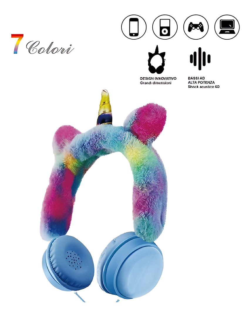 Auriculares Vincha Unicornio De Peluche Cableada Ah-007 Us* - Imagen 4