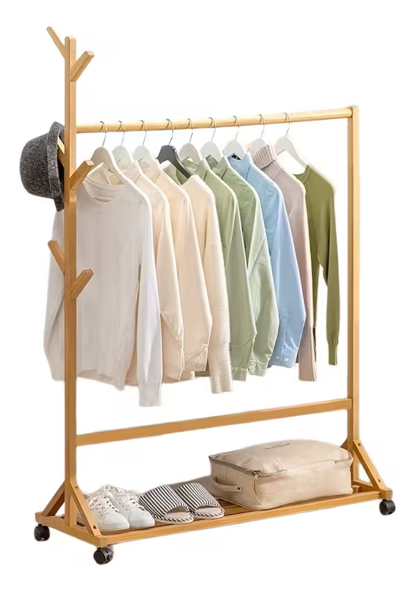 Perchero Organizador De Ropa Con Ruedas 128x35x155 cm - Imagen 3