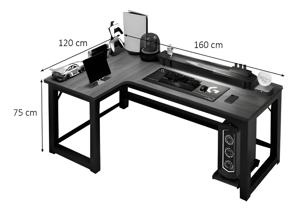 Mesa Escritorio Gamer En Forma De L 160x120 Cm - Imagen 11